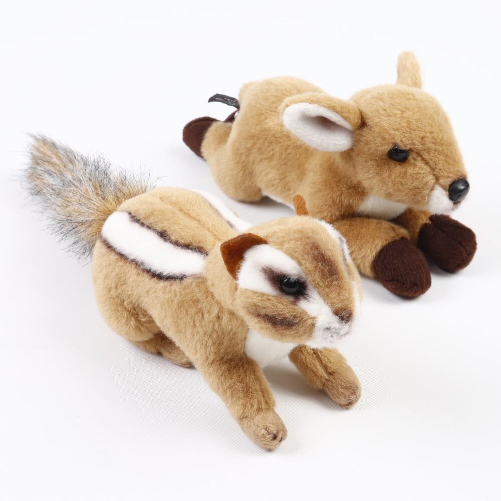 Lot of 2 Bearington Collection Chipmunk & Deer Fawn Plush Small Stuffed Animals